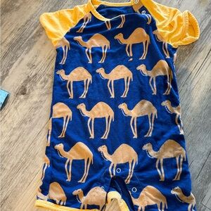 Kickee Pants Blue and Gold Baby Romper